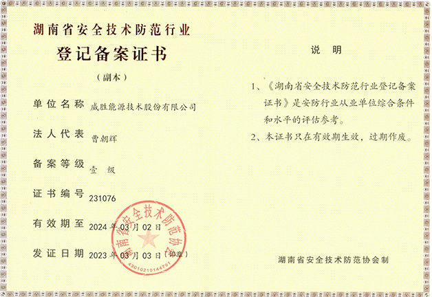湖南省安全技術(shù)防范壹級